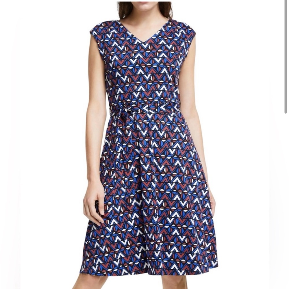 Max Mara “Thomas” Blue geometric Dress NWT size L